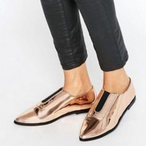 ASOS Rose Gold Metallic Pointed Flat Shoes